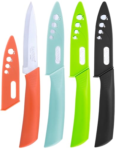 EANINNO Paring Knife, 4 inch Kitchen Knives Set with Cover Small...