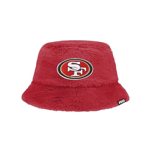 FOCO San Francisco 49ers NFL Reversible Faux Fur Bucket Hat Team Color