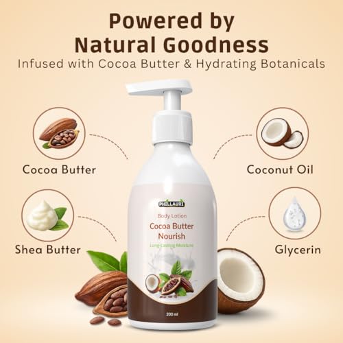 Image of Cocoa Body Lotion | Cocoa Nourish Body Lotion | Cocoaa & Shea Butter for Glowing & Soft Skin | Non Greasy & Healthy Looking Skin | For All Skin Types, 200ml (Pack of 2)