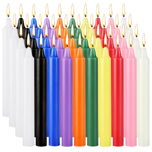 Spell Candles 40 Pack Bulk - 4 Inch Colored Mini Taper Candles for Rituals Witchcraft & Wiccan Altar Unscented Candles Compatible with Chime Holders Prayer Meditation Birthday Decor