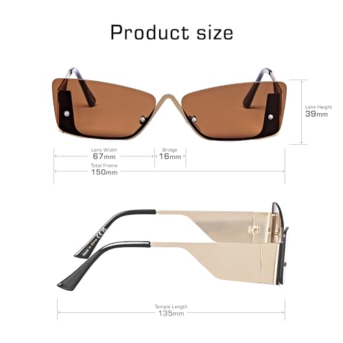 Mad Shade Sunglasses for Men & Women, Futuristic Cat Eye Shield Sleek Seamless Amber Lens, Trendy Summer Eyewear with UV400 Protection2