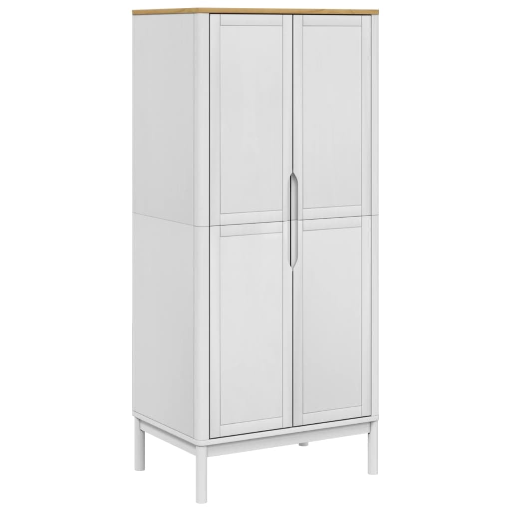 Homgoday Armario Floro blanco 77 x 53 x 171 cm de madera maciza de pino, mueble de almacenamiento con estantes que ahorra espacio para salón, oficina, aparador, armario de almacenamiento