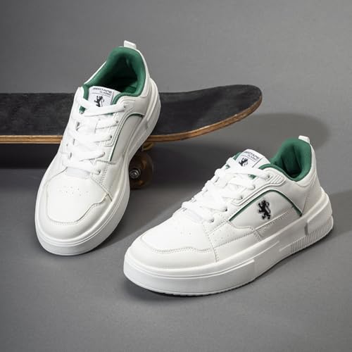 Image of Red Tape Men's Sneakers Black White Pu Round Toe Lace-Up Responsive Sole