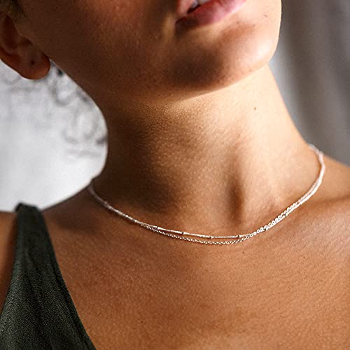 Chesky CK-02-SATELLITE+THIN CHAIN SL Sterling Silver Layered Choker Necklaces thumb #1