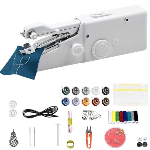 Vmxlso Maquina Coser Manual, Mini Maquina de Coser de Mano, Maquina Coser Portatil, Maquina de Coser Pequeña, Fácil de Usar, Puntada Rápida, Adecuada para Ropa, Cortinas, Bricolaje, Viajes en El Hogar