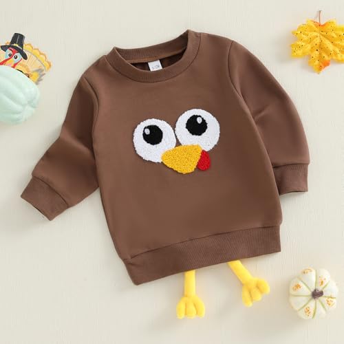 Kuriozud Toddler Thanksgving Shirt Baby Boy Girl Tureky Pullover Sweatshirt Long Sleeve Crewneck Shirt Top Fall Winter Outfit4