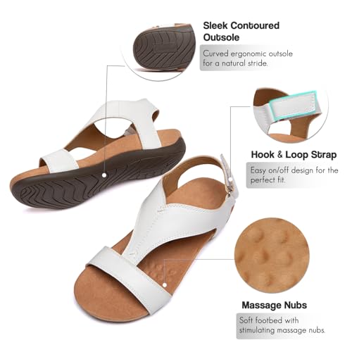 Image of Women's Orthopedic Sandals Open Toe T-Strap Orthopedic Flat Sandals Arch Support and Adjustable Straps Orthotic Sandal Walking Comfort Summer Shoes