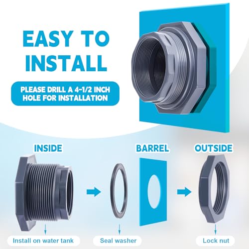 Image of 1 Pcs 4 Inch Bulkhead Fitting PVC Npt Tank Connector