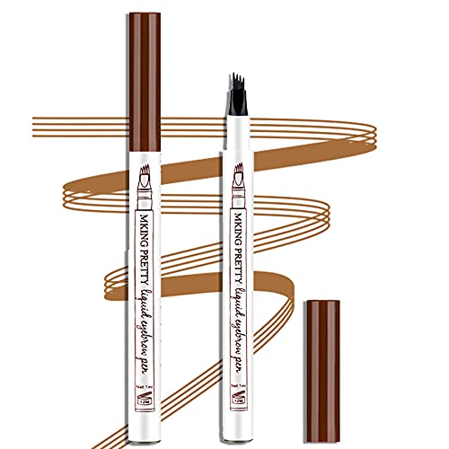Beynest, Brown 2PCS Microblading Eyebrow Pen Waterproof Eyebrow Pencil with a Micro-Fork Tip Applicator -Tat Brow Pen for Natural Eyebrow Makeup, 2 Count (Pack of 1)
