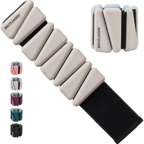 Image of BECOJADDE Ankle Weights Set of 2 (1 lb /2 lb /3 lb Each) Adjustable Wrist Weights for Women Men Wearable Arm Leg Weight for Pilates, Running, Walking, Workout, Yoga