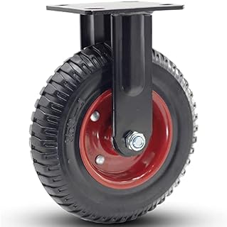 Dr.Luck 8 inch Rigid Industrial Caster Wheel,Black Rubber Caster,Heavy Duty Caster,Knobby Tread,Capacity 500Lbs/227Kg,Outdoor Carts,Dolly,Workbench,Trolley