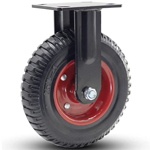 Rueda giratoria industrial rígida de 8 pulgadas, ruedas de goma negra, rueda resistente, banda de rodadura Knobby, capacidad 500 libras500.4 lbs,
