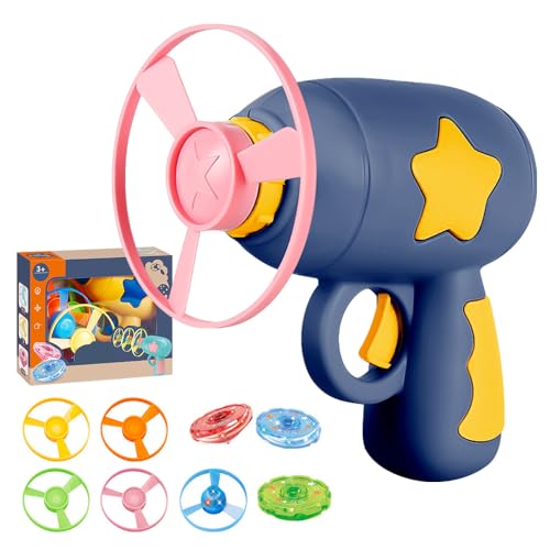 KEAOZA Interactive Cat Fetch Toy Launcher with 5 Flying Discs USB Rechargeable Dog Cat Toy for Indoor Cats Light-Up Disc Launcher for Pet Exercise and Training Play to Keep Them Busy (Navy)