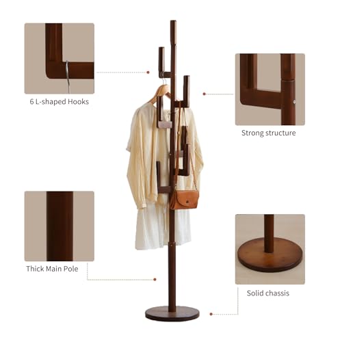 VavonaTorive Bamboo Cactus Coat & Clothes Rack Stand, Standing Freestanding Clothing Racks with 6 Hooks for Adults & Kids, Heavy Duty Modern Entryway Living Room Bedroom Corner Coat Rack by VavonaTorive - Image 6