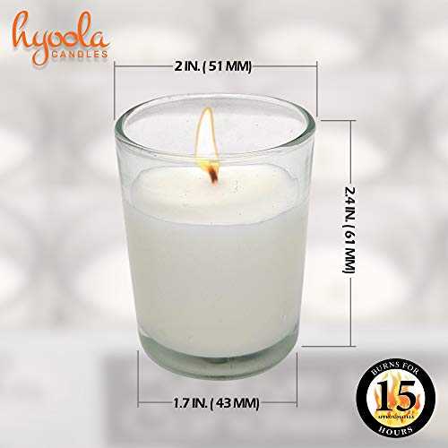 Hyoola White Votive Candles In Glass - Pack Of 12- 15 Hour Burn Time - Unscented - Glass Votives #TOP2