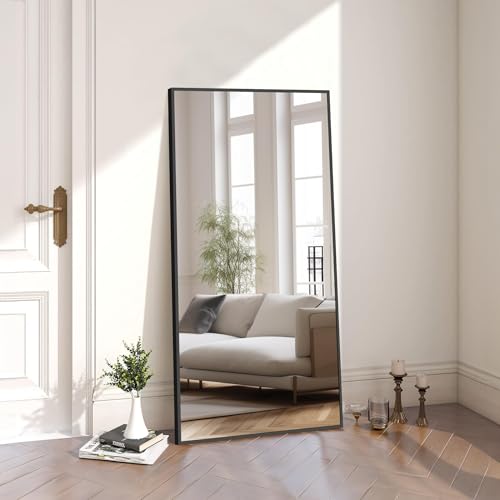 Image of COFENY Black Bathroom Mirror for Wall, 60x30 Inch Rectangle Mirrors with Metal Frame, Modern Vanity Wall Mirror Decor for Bathroom Living Room, Entryway Hangs Horizontal or Vertical