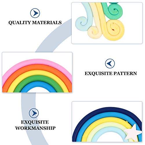 KESYOO 16 Pcs Fofos Nuvem Arco-Ãris Flatback Resina CabochÃµes Diy PolÃ­mero Argila Amuletos para Ar