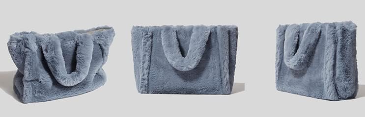 Women Tote Bag Fluffy Faux Fur Handbags Large Capacity Shopping Shoulder Bag Furry Clutch Handbag - Image 3