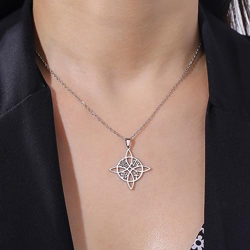 VASSAGO Witches Knot Necklace Nudo De Bruja Celtic Knot Pendant with Triquetra Trinity Pentagram Stainless Steel Pagan Witch Jewelry Good Luck Gift3