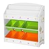 SONGMICS GKR44WTV1 Opbergkast voor kinderen, 3-laags boekenkast en 6 uitneembare containers voor kinderkamer…