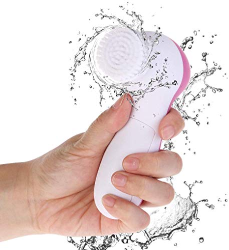 Face Brush, PIXNOR P2017 New 7in1 Facial Cleansing Brushes Waterproof and Electric for Deep Cleansing, Gentle Exfoliating, Removing Blackhead and Massaging (Rosy Red)