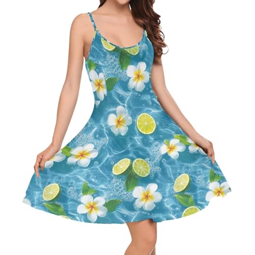 Image of Women's Spaghetti Strap Dress Summer Casual Swing Sundress Girls Beachwear Swing Mini Dress