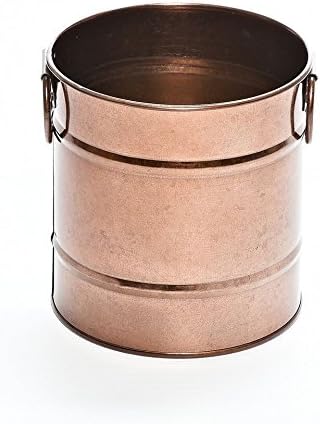13cm Tall Dark Copper/Bronze Coloured Metal Bucket - 2 moveable handles/utensil condiment catering holder