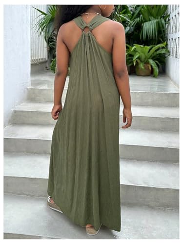 SHENHE Girl's Summer Sleeveless Maxi Dress Wide Strap Cross Back V Neck Flowy Vacation Beach Long Sundress2
