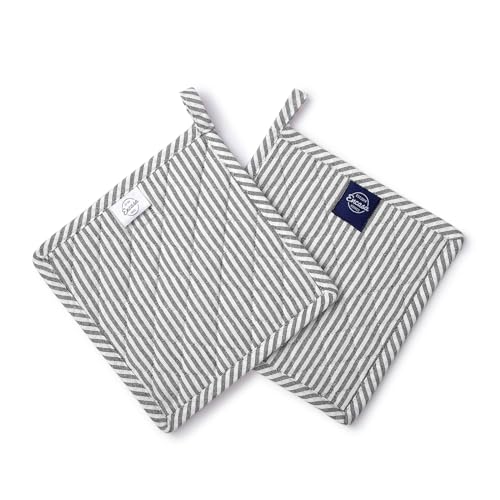 Image of Encasa XO Oven Microwave Pot Holders Trivets 21 cm (2 pc) for Kitchen Cooking & Baking - Heat Resistant, Thick & Safe, Protection of Hands from Hot Utensils, Grill, BBQ - Ticking Black