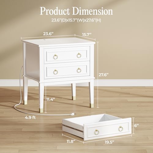 Huuger 27.6 Inch Tall Nightstand with Charging Station, USB-C Port by Huuger - Used condition - Image 8