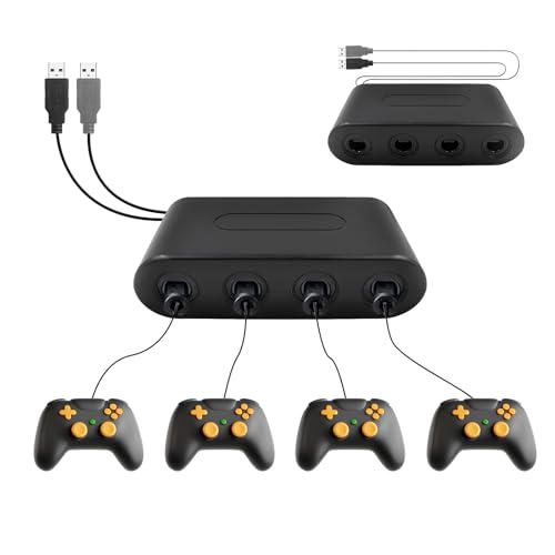 WIYETY 4 Port Controller Adapter 3 in 1 GC USB Controller Adapter, Controller Adapter Konverter für Nintendo Switch/Wii U und PC