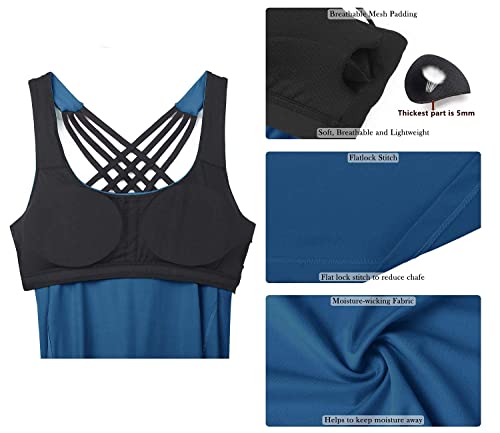 Image of icyzone Women's Open Back Workout Athletic Yoga Tank Tops with Built in Bra