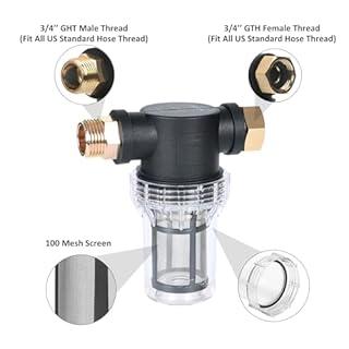 STYDDI in-line Garden Hose Water Filter for Well Water, Line Hose Water Sediment Filter Attachment with 100 Mesh Screen for Washing Machine, Pressure Washer, Pump, Water Stystem, Outdoor Spigots