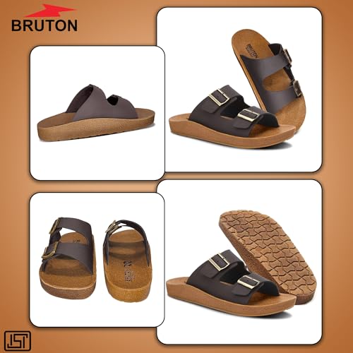 Image of BRUTON Stylish Men's Slippers | Comfortable, Lightweight & Anti-Skid | PU Material Casual Footwear for Office & Daily Use