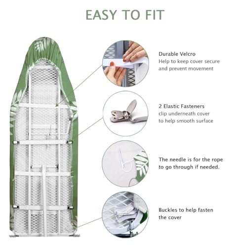 Image of SheeChung 14x42 Inch Over-The-Door Ironing Board Cover and Pad,Cotton Cover with Extra Thick Pad,Resists Scorching and Staining,Fits Door /Standard Ironing Board,Silicone Coating