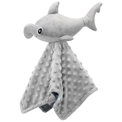 Image of Gicoherero Hammerhead Shark Security Blanket Plush Baby Snuggle Lovey Blanket for Babies and Toddlers Soft Cuddly Companion Unisex for Newborns Ocean Themed Decor