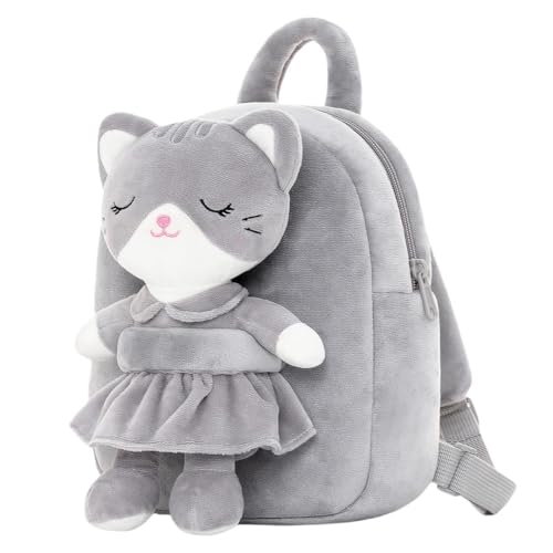 Lazada Kids Backpack Toddler Backpacks Stuffed Animal Cat Toys Small Backpack Gray 9.5