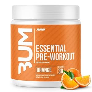 RAW Essential Pre-Workout Powder (Orange) – Chris Bumstead Sports Nutrition Supplement for Men & Women – Preworkout Energy Powder with Caffeine, L-Citrulline, L-Tyrosine, & Beta Alanine Blend