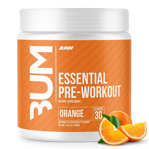 RAW Essential Pre-Workout Powder (Orange) – Chris Bumstead Sports Nutrition Supplement for Men & Women – Preworkout Energy Powder with Caffeine, L-Citrulline, L-Tyrosine, & Beta Alanine Blend
