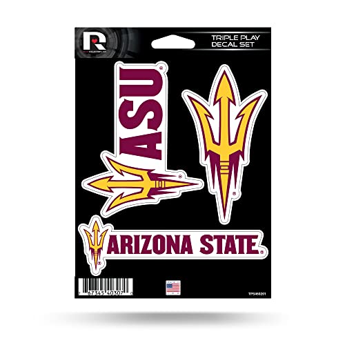 Rico Industries NCAA Arizona State Sun Devils Triple Play Decal Set 5" x 7" (3 Decals)