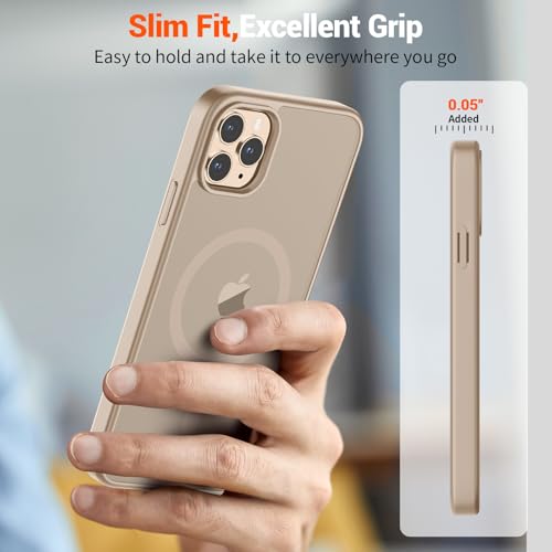 Image of SUPFINE Magnetic for iPhone 11 Pro Max Case Desert Gold | (Compatible with MagSafe)(Military Grade Drop Protection)Shockproof Translucent Matte Phone Cover