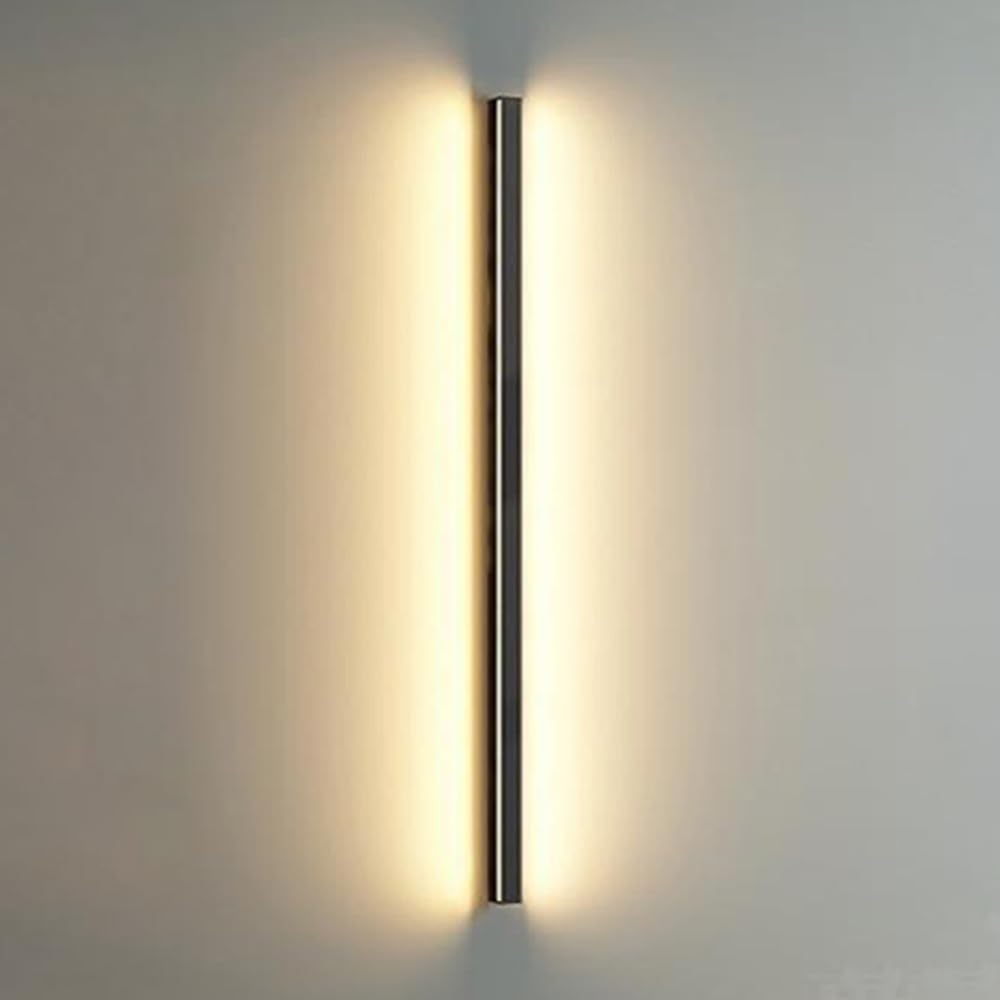 YFMYY LED Strip Wall Lights Indoor, Modern Wall Light Rectangular Black Nordic Minimalist Wall Lamps, Long Bar Wall Sconce Lighting Black for Bedroom Living Room Corridor Stairs