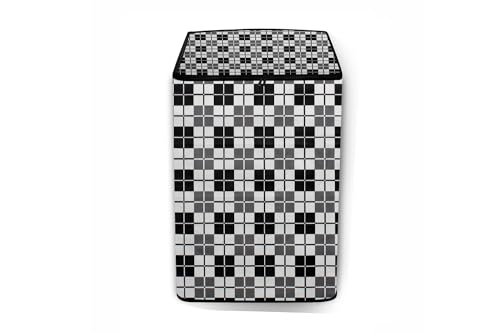 Image of Stylista Top Load Fully Automatic Washing Machine Cover Compatible for IFB 8 kg, 8.5 kg, 9 kg & 9.5 kg, Checkered Pattern Black