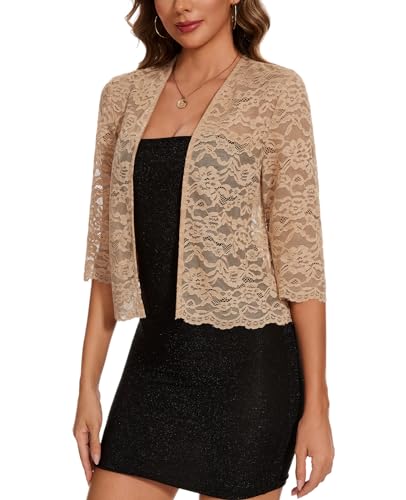 MINTLIMIT Women's Elegant 3/4 Sleeve Bolero Shrug Open Front Sheer