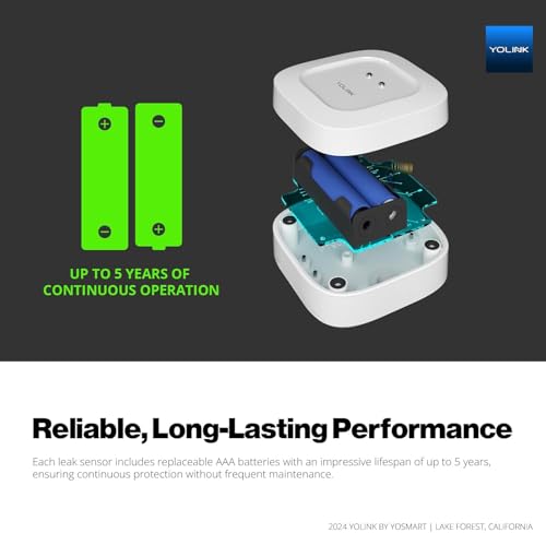 Image of YoLink Water Leak Starter Kit: Hub + 2 Leak Sensor 1 (Silent), LoRa Long-Range, App /SMS /Email Alerts, D2D Offline Triggers, 2 AAA Up to 5-Year Battery, Compatible with Alexa /IFTTT /Home Assistant
