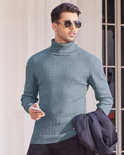 Alimens & Gentle Mens Turtleneck Slim Fit Sweater Long Sleeve Cable Knitted Twisted Pullover Soft Casual Winter Tops for Men2