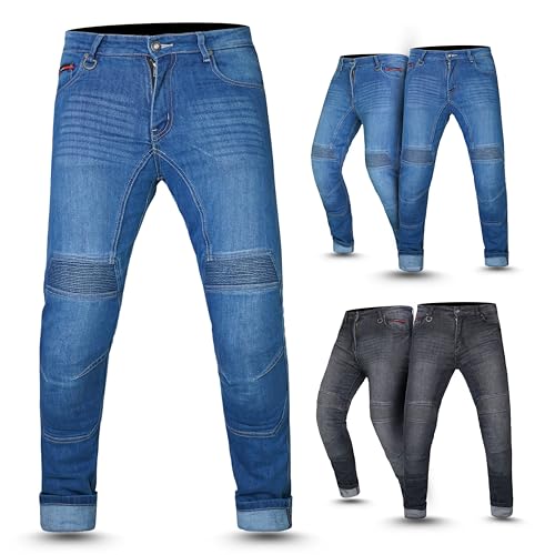 Tornado Mens Thunder Motorcycle Jeans CE Level 2 Armoured | Heavy-Duty Stretch Denim | AA Rated Safety | Breathable Mesh Lining (UK Waist & Inseam 30 32 Blue)