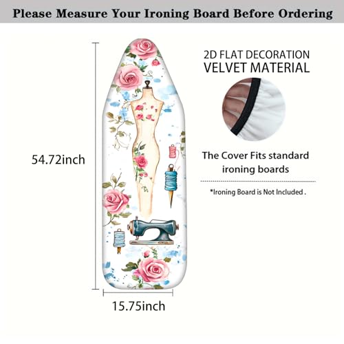 Image of Nuxovilar Sewing Mannequin Floral Ironing Board Cover 15x54 Polyester | Iron Pad Scorch Guard laundry helper protective board shield home laundry room craft studio (Floral Dress)