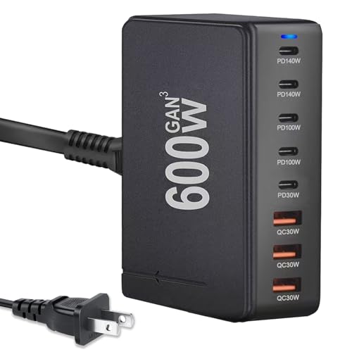 Hub de estación de carga rápida USB C de 440 W, 8 puertos HUB de carga rápida con cable de extensión de 5 pies, cargador de pared PD PPS de 100 W compatible con MacBook Pro/Air/todos los iPad iPhone