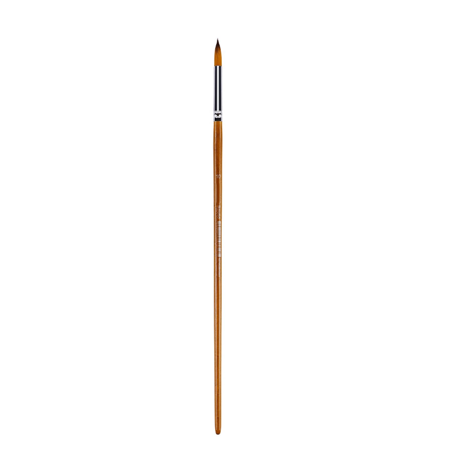 Rbrmhm Round Front 10 Professional Artist Brush Flat/Round/Fan Tip Paint Brush For Acrylic Watercolor Oil Painting Wood Handle Nylon Bristles
